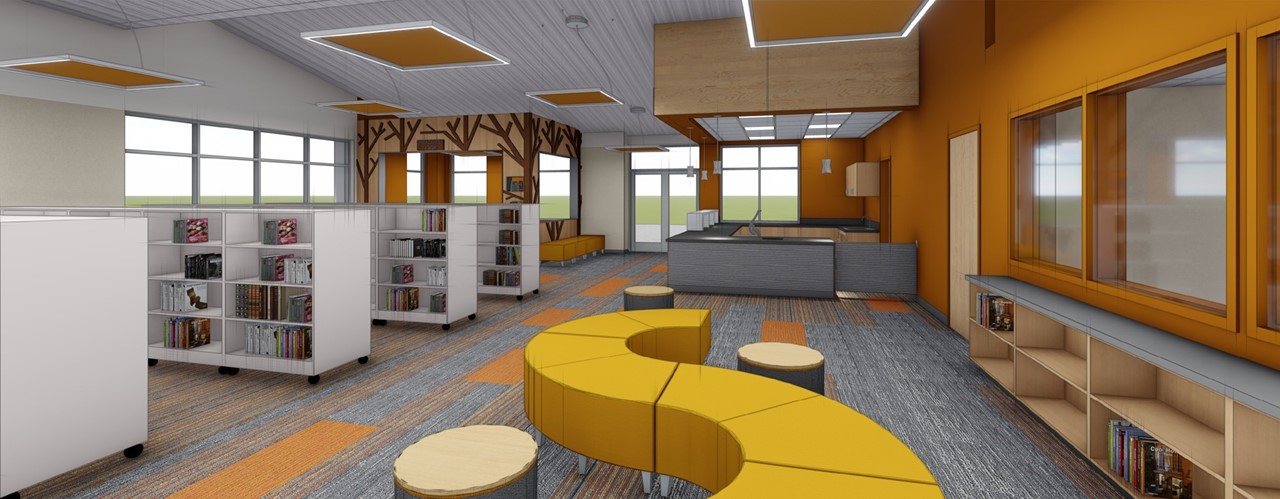 Library Interior Building Render